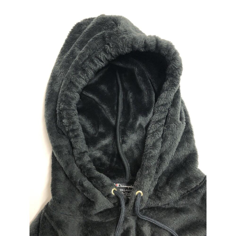 Champion Womens Big C Hoodie Size XL NWT Cropped Hood Faux Fur - Picture 7 of 8